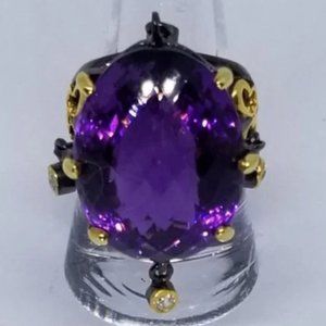 Big boho 40ct genuine Amethyst Ring size 8.5